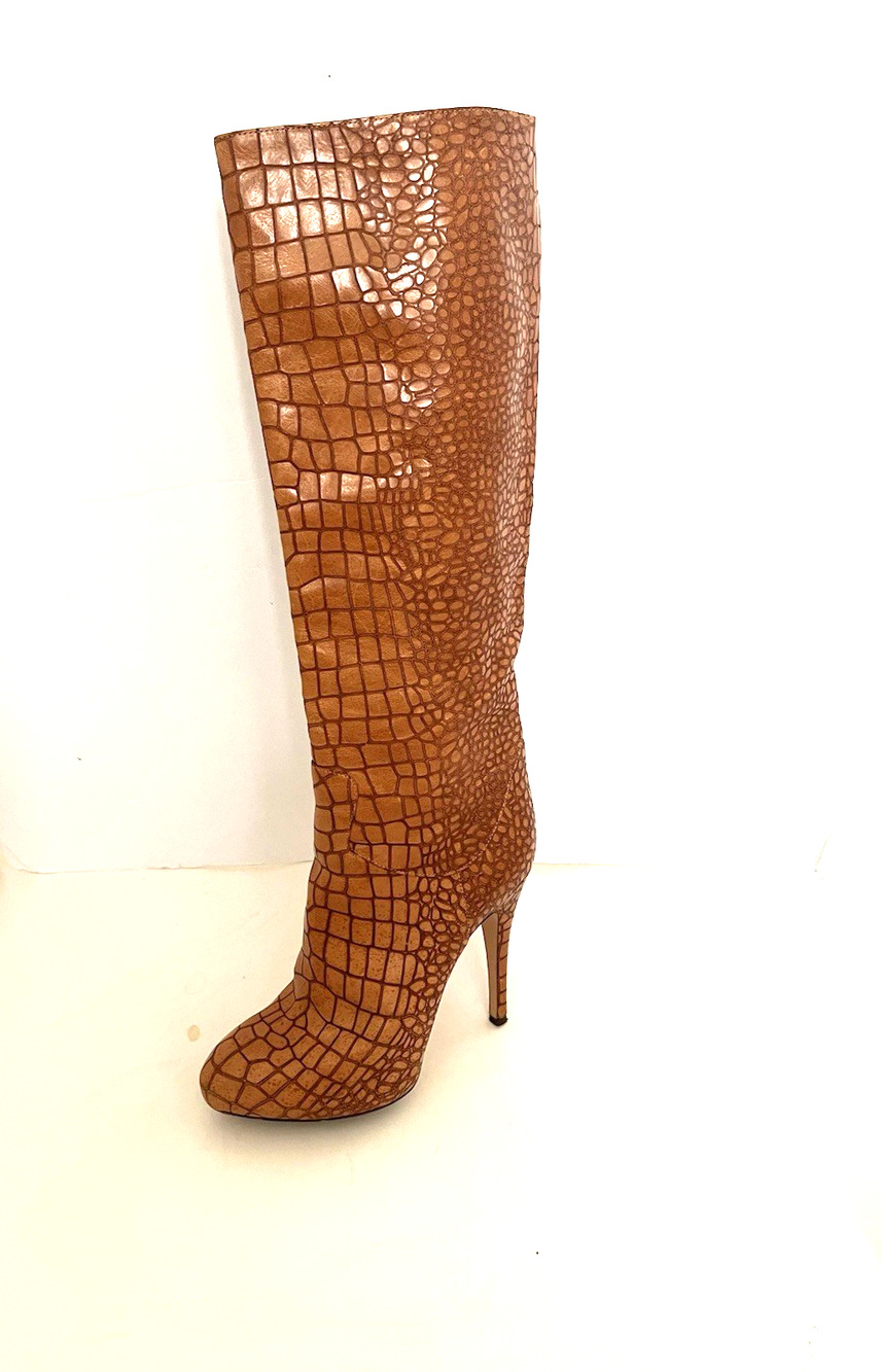 CASADEI WOMAN'S CROC HIGH HEEL BOOTS MADE IN ITALY, USA SZ 6.5, EURO 36.5